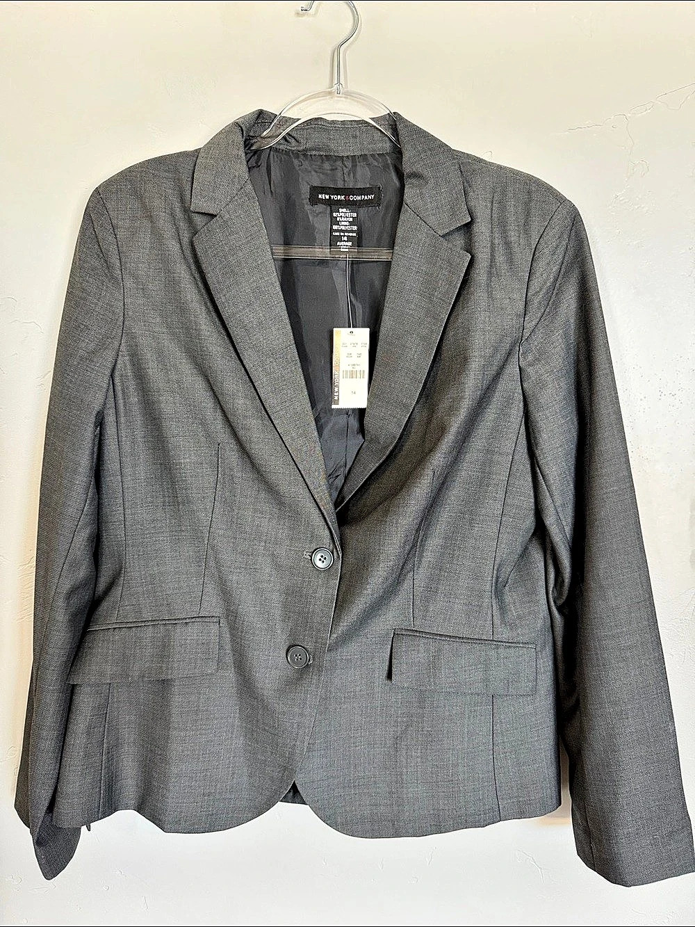 New York & Company Two-Button Blazer Gray Size 14